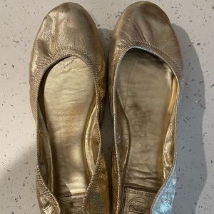 Tory Burch gold flats